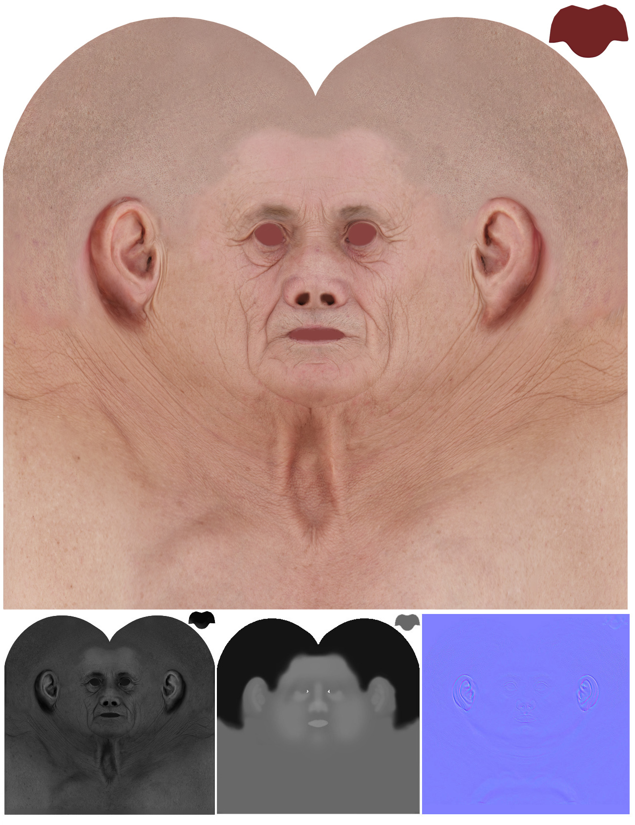 3d UV map aged gentleman Symmetrical